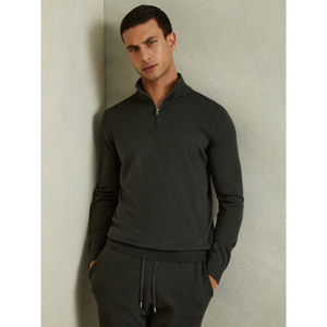 REISS BLACKHALL Merino Wool Half Zip Funnel Neck Jumper